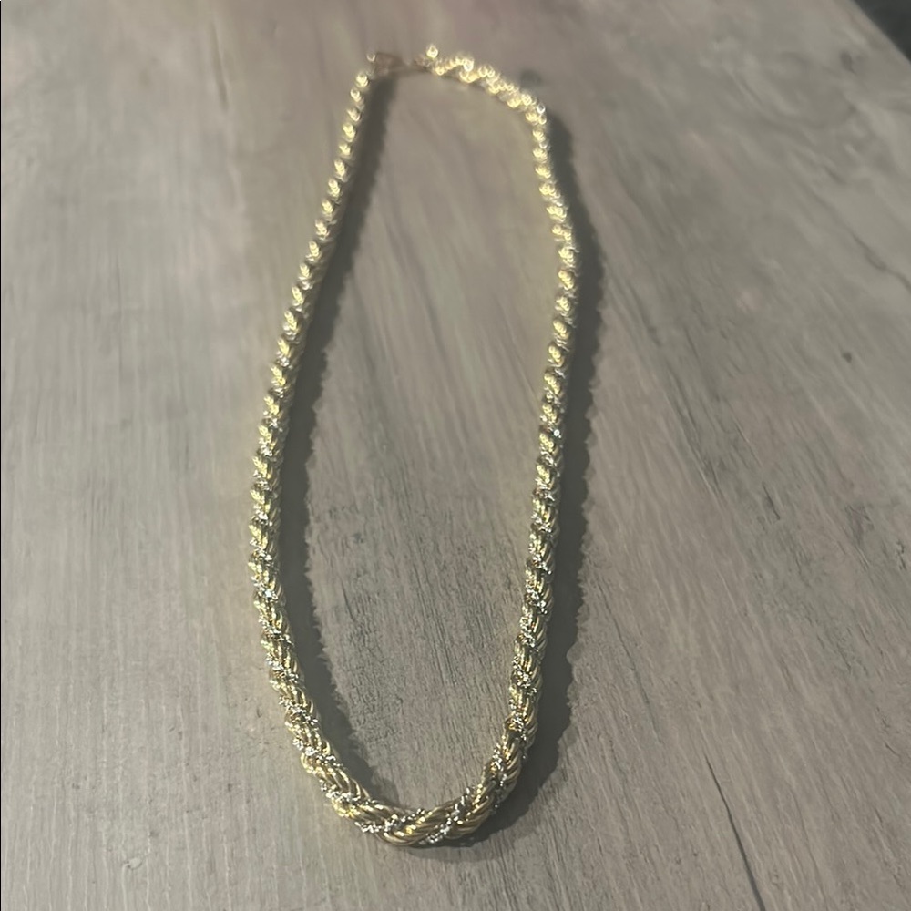 Vintage signed Monet necklace sterling gold and silver plated rope